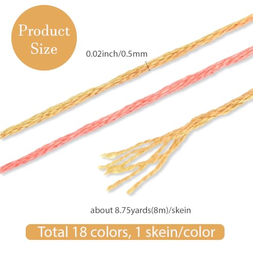 18 Skeins Colorful Needlepoint Embroidery Thread Floss for Sewing - color: Muticolor