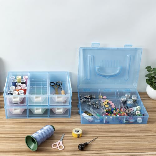MyGift Sky Blue Craft Storage Organizer Case, 24 Compartments & 6 Drawers - color: Aqua Blue