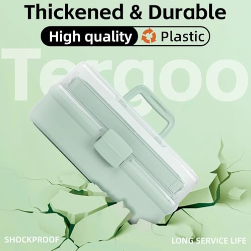 TERGOO 14in 3-Layer Multipurpose Craft Organizers and Storage with Adjustable Dividers, Portable Tackle Box, Folding Art & Craft Case for Medicine, Tool, Sewing Organizer (Haze Green, X-Large) - color: Haze Green, size: X-Large