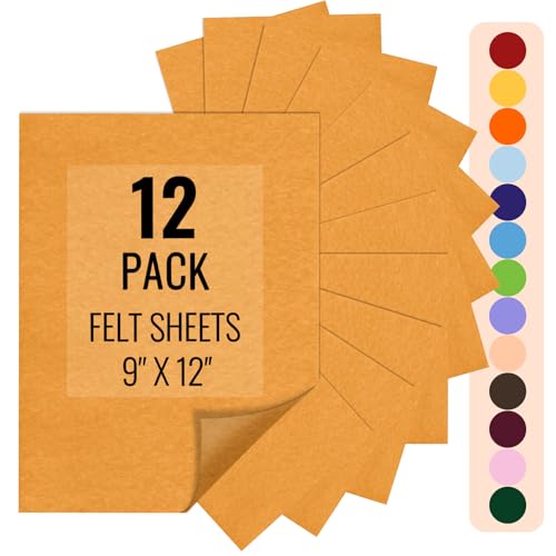 IONTACH 9" X 12" Felt Fabric Sheets 1.6mm Thick (12 Packs, Antique Gold) - color: Antique Gold
