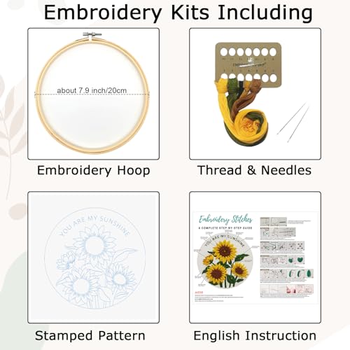 Nuberlic Sunflower Embroidery Kit for Beginners - color: Sunflower