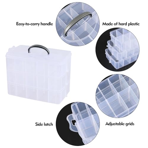 Plastic Storage Container Box with 30 Adjustable Compartments