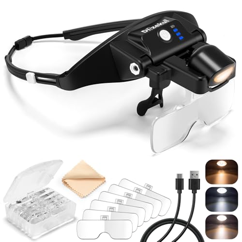 Dilzekui Magnifying Glass with Light 1X-4X Rechargeable (Black) - color: Black