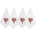 Valentine Napkins, Embroidered Table Napkin, Heart Tree Cloth Napkins Set 4 - color: Heart Tree
