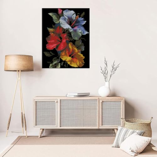 Flowers Stamped Cross Stitch Kits Flowers Cross Stitch Patterns,Dimensions Cross Stitch Kits Embroidery Kit Arts and Crafts for Beginners 15.7x11.8 inch - color: T004