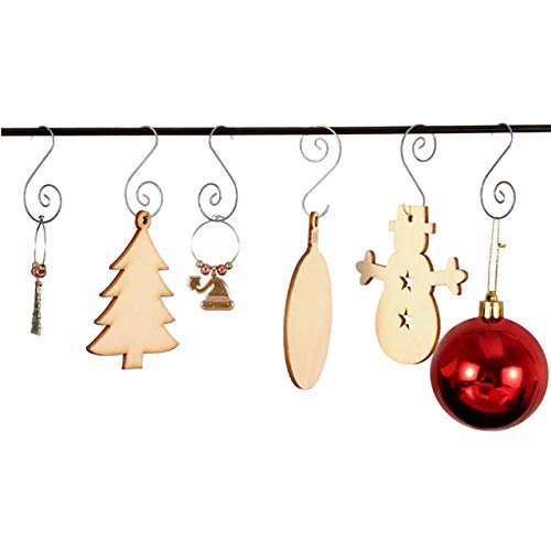Swirl Hooks - Silver Decorative Ornament Hangers, Metal Wire Hanging Hooks, 40 ct