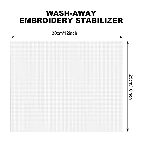 Outus 100 Sheets 12 x 10 Inch Water Soluble Stabilizer for Embroidery - size: 12 x 10 Inch/ 30 x 25 cm