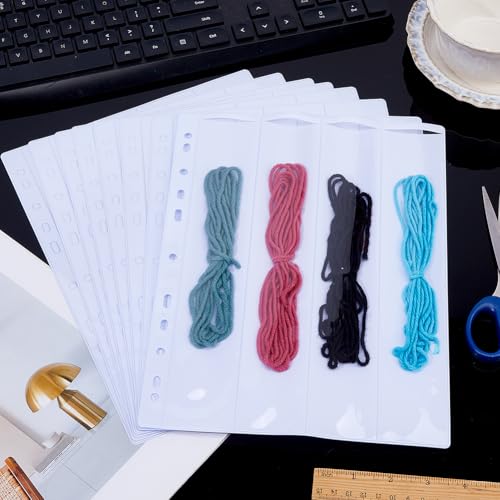 SUPERFINDINGS 8 Pack Embroidery Floss Binder Page Organizer for DIY Craft - size: 11.26x1.93"