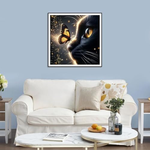 niurenmaoyi Stamped Cross Stitch Kits for Beginners,Counted Embroidery Craft Kits for Adults,Needlepoint Kits for Adults,Cat Buttterfly Wall Art 13.8X13.8In - color: Cross Stitch Kits1215-05