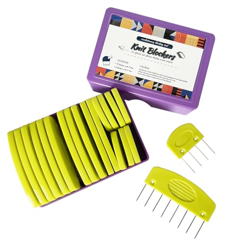 20Pcs Knit Blockers Pins Kit, Knit Blocking Combs for Crochet Knitting Blocking Board Mats, Crochet Blocking Pins for Crochet Projects Sewing Lace Needlework Projects Tool-Yellow - color: Yellow
