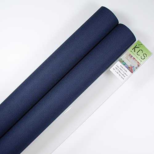 KCS 2 pc of 15" x 18" Counted Cross Stitch Cotton Aida Cloth Needlework Fabric (Navy Blue, 14CT) - color: Navy Blue, size: 14CT