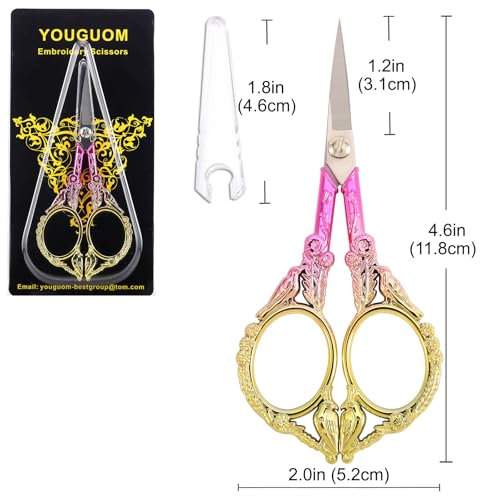 YOUGUOM Sewing Embroidery Scissors, Small Precision Shears - color: Golden Pink