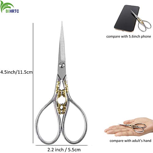 BIHRTC 4.33 In Stainless Steel Silver Scissors, Embroidery Craft Cutting
