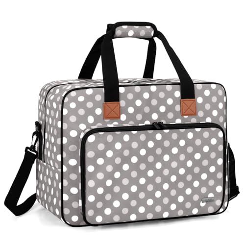 LUXJA Portable Tote Sewing Machine Bag, Gray Dots - color: Gray Dots