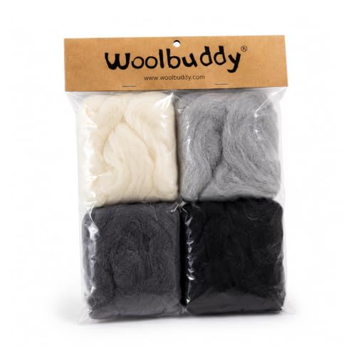 Woolbuddy Merino Wool Roving Kit for Needle Felting (Winter) 15g Per Color - color: Wool Bag Winter