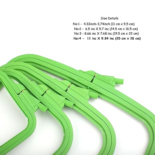 Nurge Green Large (No:4) Plastic Square Embroidery Hoop, Cross Stitch Hoops, Punch Needle Hoop , DIY Craft Sewing,ABS Plastic Embroidery Hoops - color: Green, size: No:4 (Large)