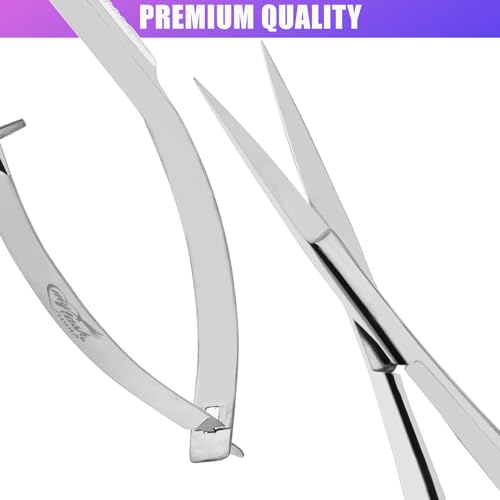 Cross Edge Spring Scissors 5 Inch straight Stainless Steel Precision Eyebrow & Eyelash Shaping & Trimming Scissor, Snips Squeeze, Embroidery, Knitting Micro Tip Craft Scissors (Silver) - color: Cec-ss-05