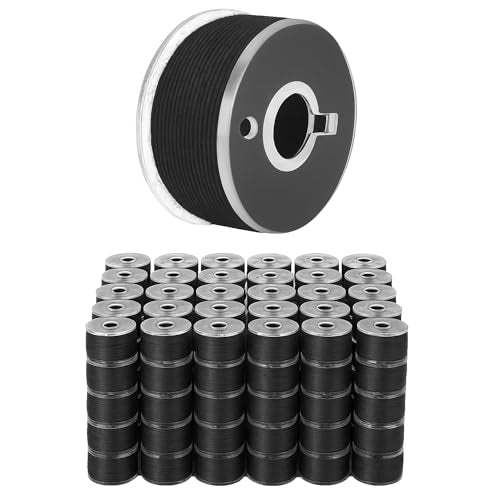 Mandala Crafts Charcoal 15J SA156 Prefilled Bobbin Thread, 144 PCs - color: Charcoal, size: Size A 144 X 142 Yards
