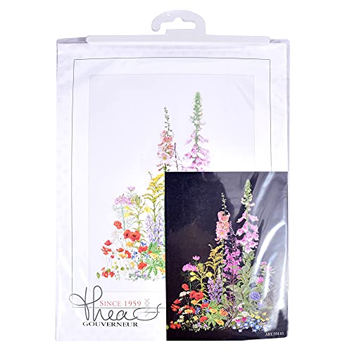 Thea Gouverneur - Counted Cross Stitch Kit - American Wild Flowers - Aida Black - 16 Count - Embroidery Kit for Adults - DMC Embroidery Threads and Other Cross Stitch Supplies Included - 554.05 - color: 554.05 Aida Black