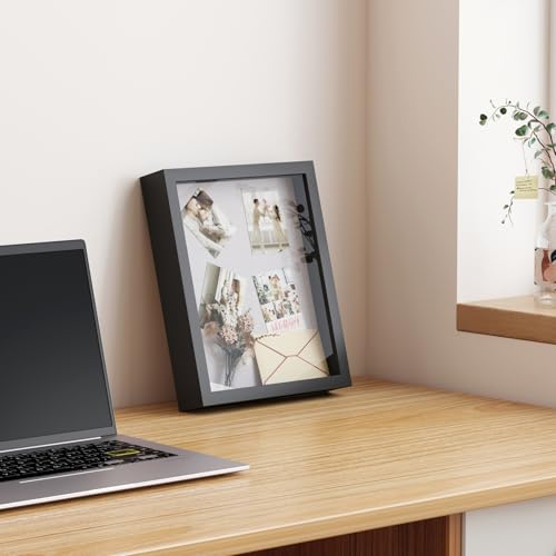 Muzilife 8.5x11 Small Shadow Box Wood Picture Frame, Tempered Glass, Black - color: Black, size: 8.5x11