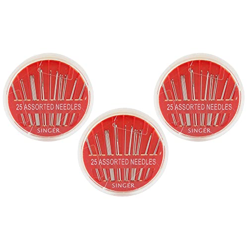 SINGER Assorted Hand Needles in Compact, 25-Count (3 Pack), 75 Sewing Needles Total - size: 3-pack