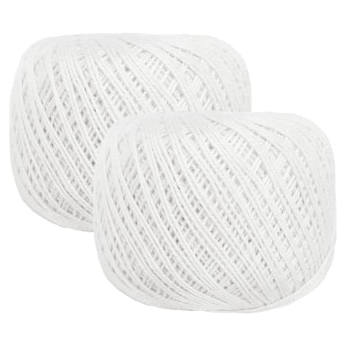 MECCANIXITY Crochet Thread Pearl Cotton Size 3 White 2 Rolls 164 Yards for Crocheting Tatting Knitting Embroidery Sewing - color: White