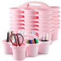 gisgfim 6 Pack Classroom Caddy Organizer with Handle, 6 Compartments, Pink - color: Pink