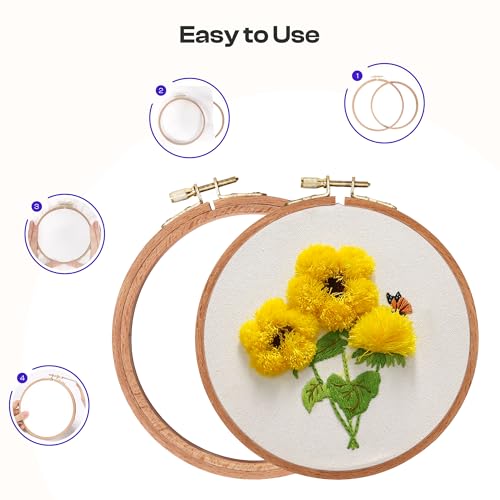 Caydo 3 Pieces Beech Wood Embroidery Hoops Set, 4 Inch to 6 Inch - style: 4-6 Inch