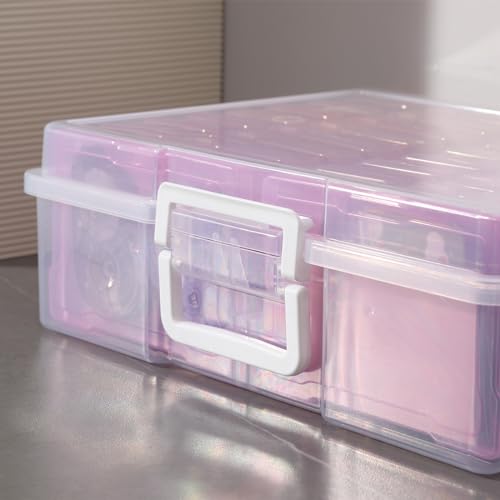 4" x 6" Plastic Photo Storage Case with 16 Inner Pink Small Boxes - color: Gradation Pink
