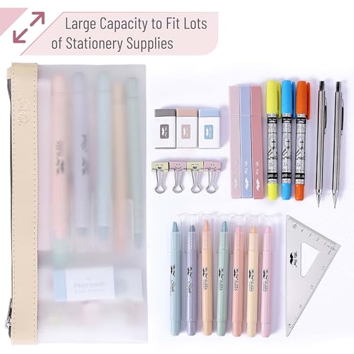 Mr. Pen- 3 Pack Pencil Bags, Kids Pencil Pouch, Clear Makeup Bag - color: Soft Pastel, size: 3 Pack, Medium
