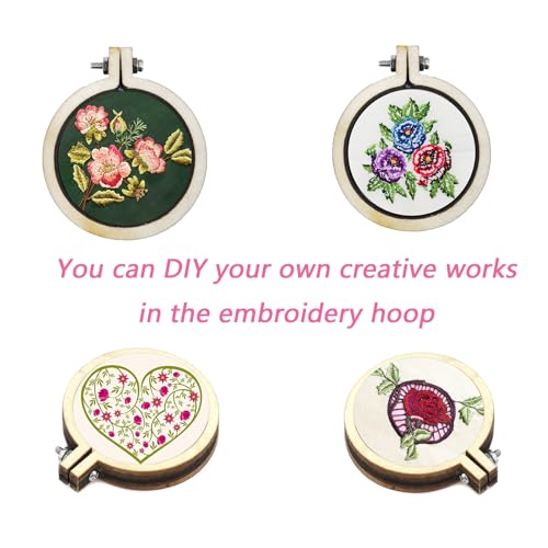 Dnyta 10pcs Mini Embroidered Hoop Round Tiny Cross Stitch Hoops, 1.6"