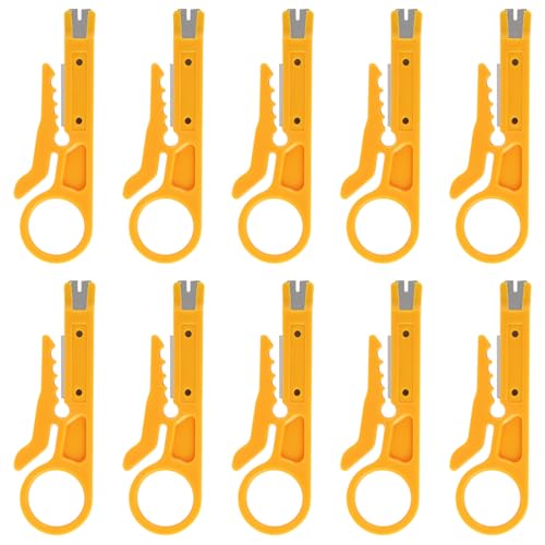 10Pcs Mini Wire Stripper Network Wire Stripper Punch Down Cutter Telephone and Computer UTP Cable Stripping Tool for RJ45/Cat5/CAT-6