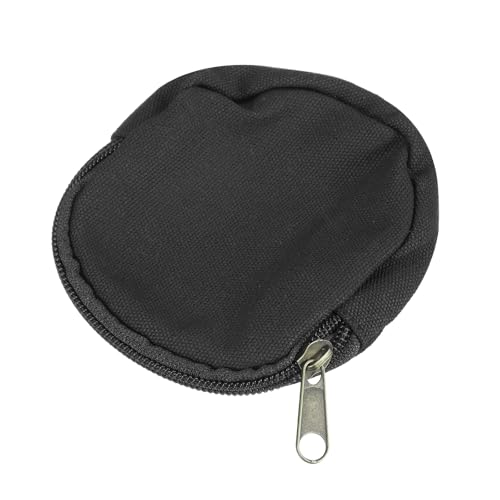 uxcell Mini Canvas Coin Purse Pouch, 3.9" Blank Round Mini Coin Wallet Small Change Purses Portable Organizer Bags with Zipper for Women Men Home DIY, Black - color: Black