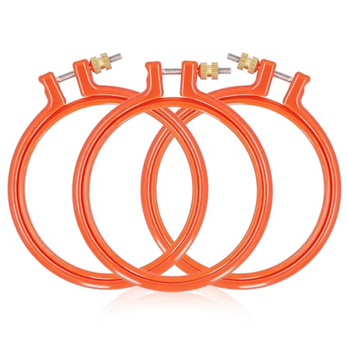 Plastic Embroidery Hoop Ring, 3PCS 4in Round Embroidery Frame Hoop Sets Household Small Embroidery Hoops Cross Stitch with Sdjustable Tension Screw for Beginners and Crafters - size: 4in