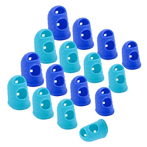 Wisdompro 16 Pcs Finger Tips, 4 Sizes Thimble Fingertip Grips - Blue, Aqua - color: Blue & Aqua