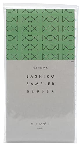 Yokota Daruma Sashiko Cloth - Pre-Printed Sashiko Sampler - White with English Instructions Inside - color: White Candy