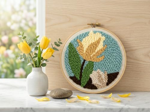 Punch Needle Kit for Beginners, DIY Embroidery Set with 20+ Patterns(Tulip) - color: Tulip