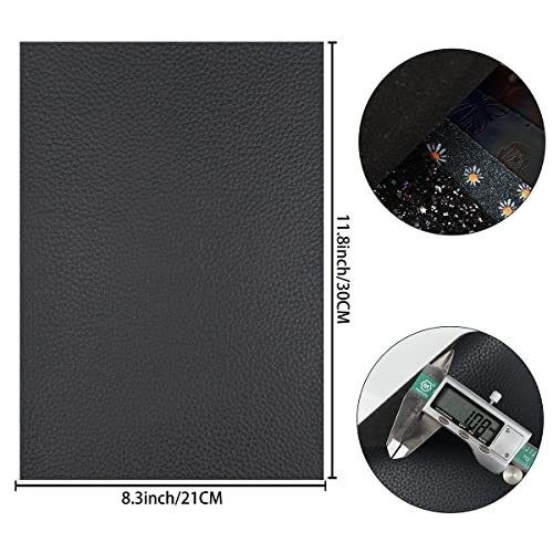 Litchi 6 Pack 8x12 Inch Faux Leather Sheets for Bow Earring, Easy to Cut Vinyl Fabric for Cricut, Durable Fade Resistant Leatherette Without Smell, Black Series - color: Blackmix