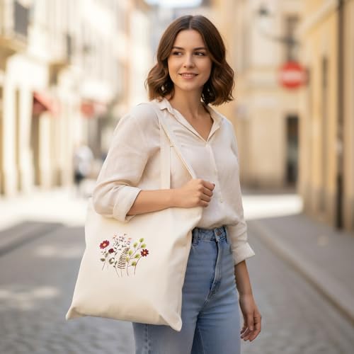 Huacan Embroidery Canvas Bag Kits for Adults Beginner Stamped Flowers Pattern DIY Cross Stitch Printed Flower Stitching Sewing Kit - color: Flower 5