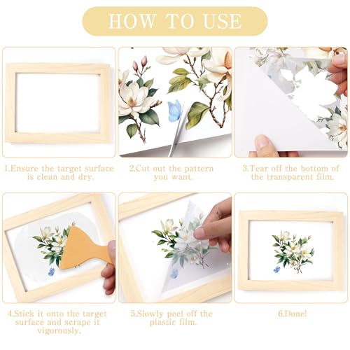 12 Pcs White Magnolia Rub-On Transfers for Furniture & Crafts - style: White Magnolia