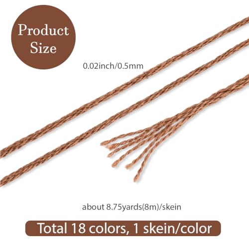 18 Skeins 6 Strands Hand Variegated Embroidery Floss Gradient Cross Stitch Thread Polyester Friendship Bracelet String Yarn Bracelets Threads Bulk for Sewing Knitting Craft Crochet Stitching - color: Dark Color