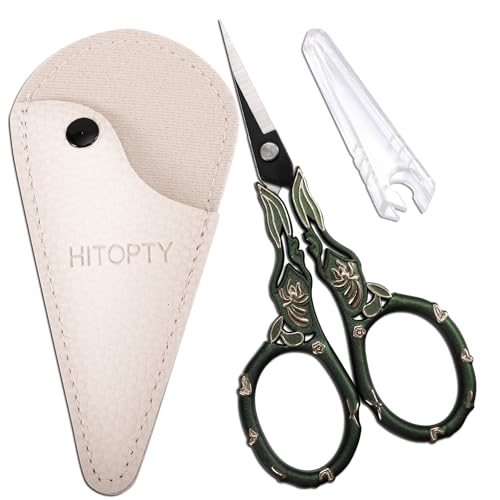 Vintage Sewing Scissors, Small All Purpose Scissor with Cover - color: Dark Green