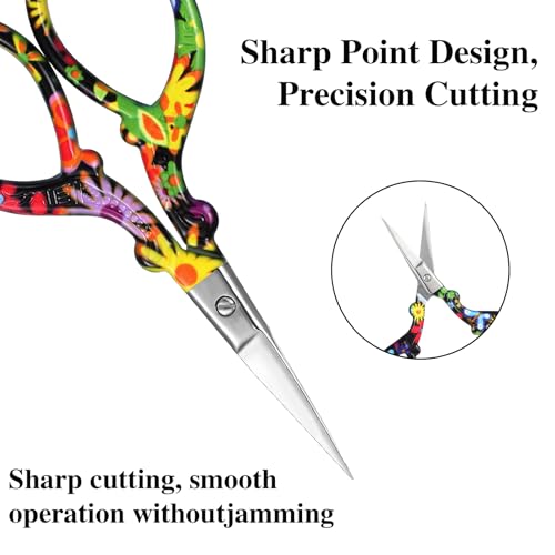 2 Pcs Embroidery Scissors Sharp Crafting Scissors, Black Flower
