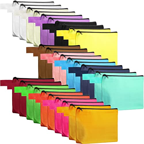 Saintrygo 30 Pcs Canvas Makeup Bags Bulk,7.5 X 5 X 1.8 Inch,Classic - color: Classic, size: 7.5 x 5 x 1.8 Inch