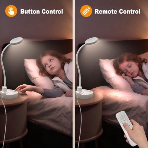15W LED Desk Lamp with USB Charging Ports, [Button & Remote Control] Dimmable Table Lamp with 3 Color Modes, 5 Brightness Levels, 4 Timers, Flexible Reading Light for Home Office, Bedroom, Kids Study - color: White, size: 3.5'' Lamp with Remote