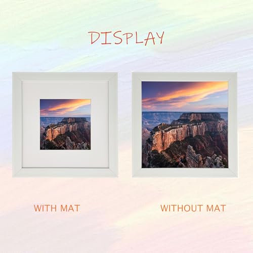 8x8 Photo Frame Gallery Square Picture frame with 5x5 mat,Freestanding and Wall Mountable,White - color: White, size: 8x8
