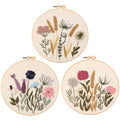 Embroidery Kit for Adults, 3 Sets Cross Stitch Kits for Beginners with Flower Pattern, Starter Kits for Hand Craft Lover with Embroidery Hoop, Instructions and Threads (Flower2+Flower3+Flower4) - color: Flower2+Flower3+Flower4