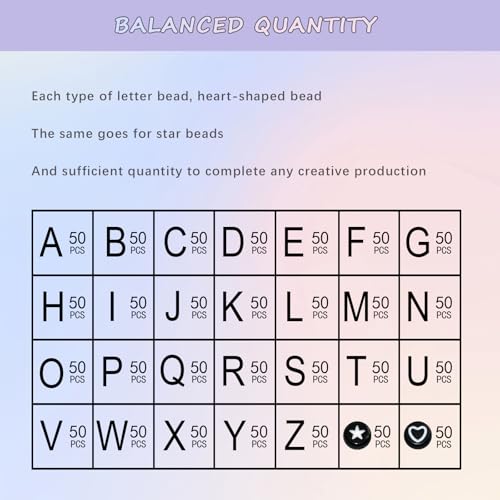 Looconi 1400pcs Black Letter Beads Star and Heart Beads 7x4mm Alphabet for Jewelry Making - color: Blacklheartstar, size: 7x4mm