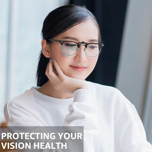 Trysee Clip On Blue Light Blocking Glasses for Eyes Strain/Light Sensitive/Better Sleep Flip-Up TS103