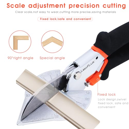 LeafLux Miter Shears for Wood Trim, Adjustable 45°-135° Multi-Angle Handheld Tool, Multifunctional Trunking, Moulding Shears, Perfect for Mitre Cutting, Quarter Round, No Replacement Blade | LFXP3101S - size: 3101S with 1 blade